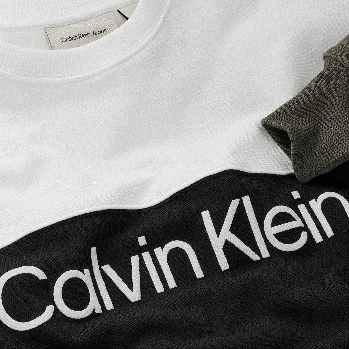 Black-Green-White - Back - Calvin Klein Childrens-Kids Colour Block Sweatshirt