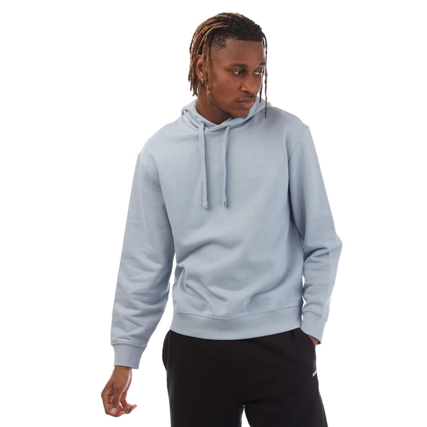 Blue - Side - Hugo Mens Dapo Logo Hoodie