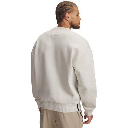 White - Back - Under Armour Mens Woodmark Ribbed Collar Oversized Sweatshirt