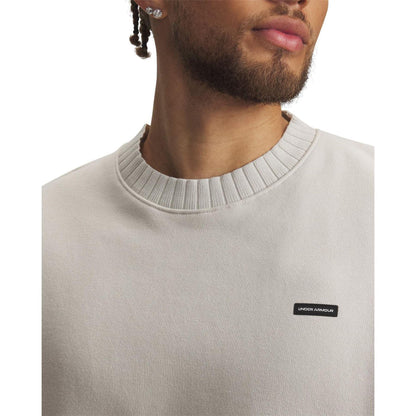 White - Side - Under Armour Mens Woodmark Ribbed Collar Oversized Sweatshirt