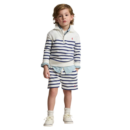Multicoloured Stripe - Pack Shot - Ralph Lauren Childrens-Kids Striped Fleece Quarter Zip Sweatshirt