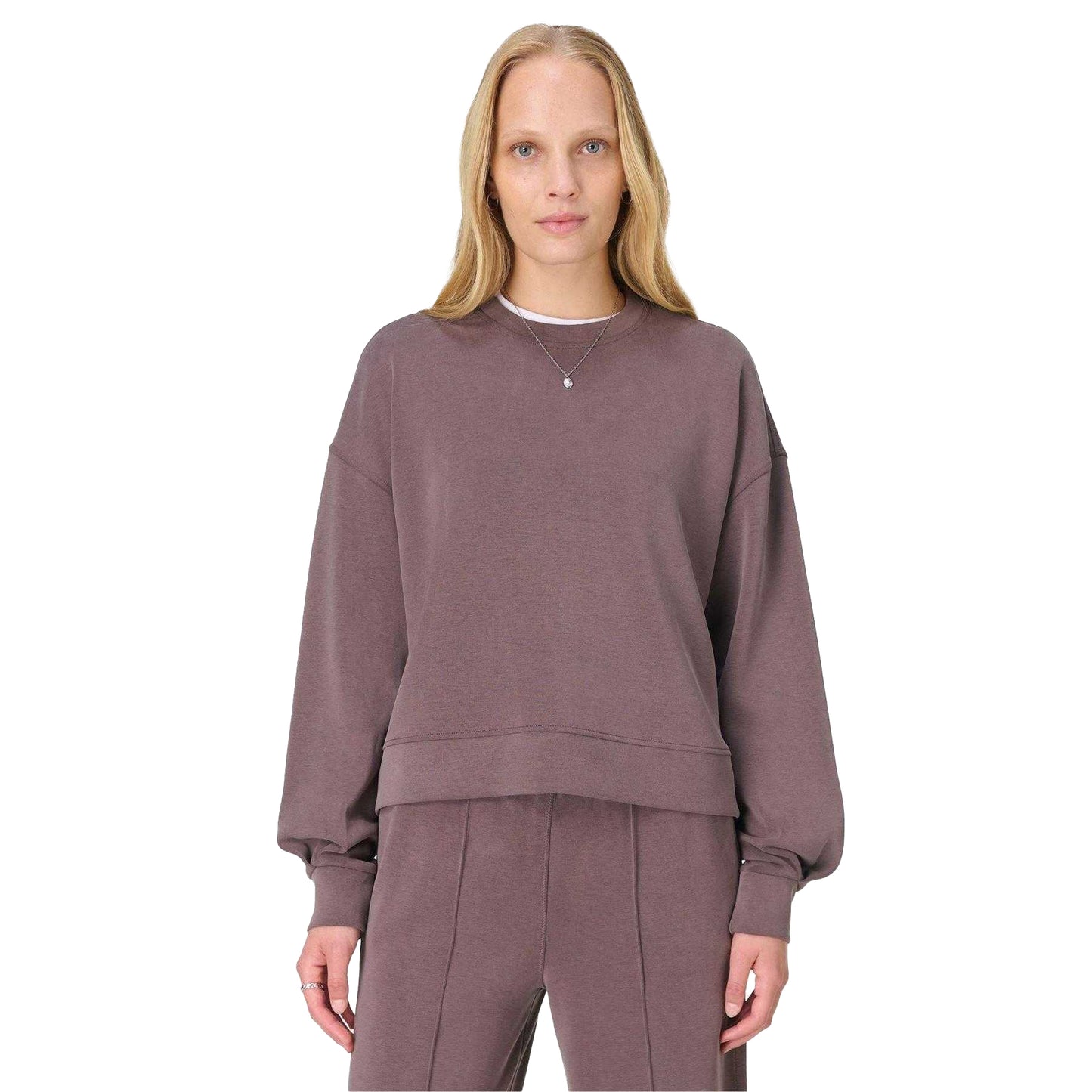 Sable-Brown - Pack Shot - Sweaty Betty Womens-Ladies Crew Neck Crop Sweatshirt