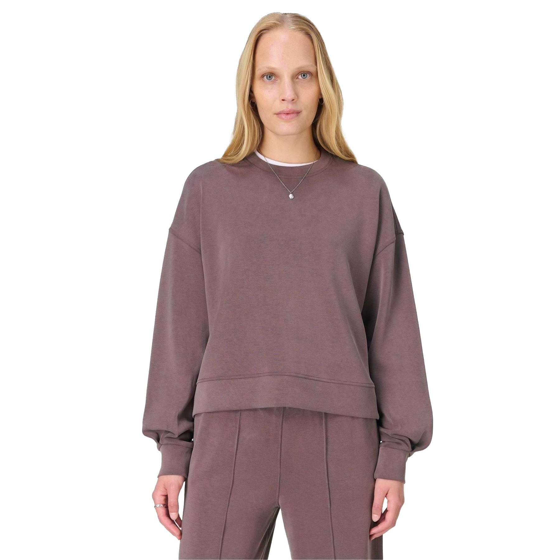 Sable-Brown - Pack Shot - Sweaty Betty Womens-Ladies Crew Neck Crop Sweatshirt
