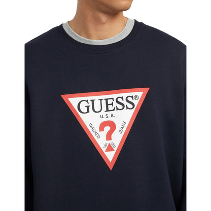 Ocean Blue - Side - Guess Mens Triangle Oversized Sweatshirt