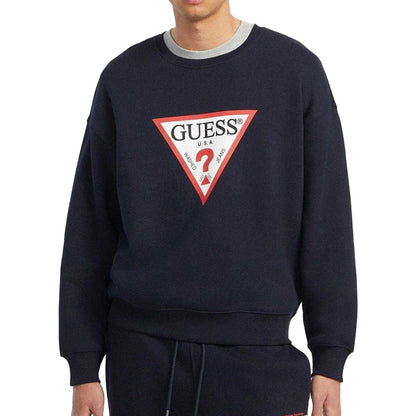 Ocean Blue - Front - Guess Mens Triangle Oversized Sweatshirt