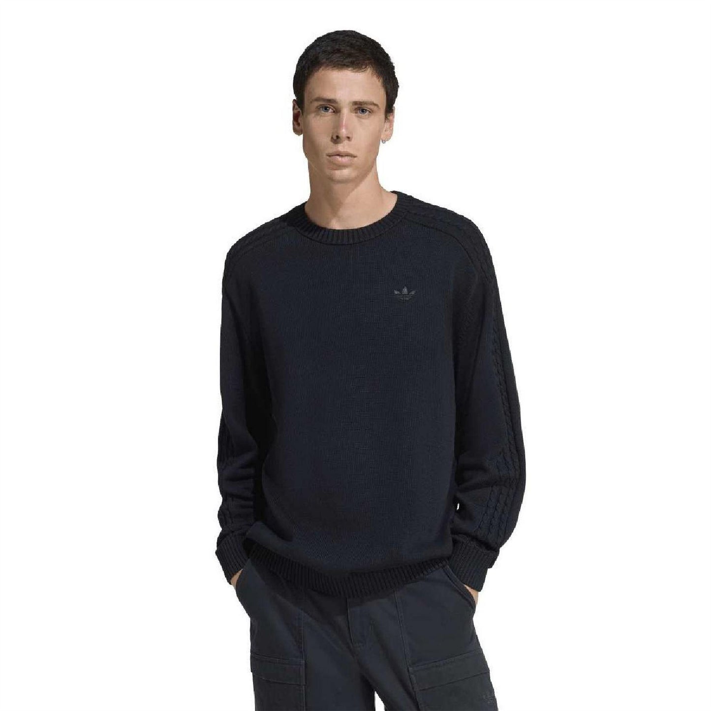 Black - Lifestyle - Adidas Mens Originals Crew Neck Relaxed Fit Raglan Sweatshirt