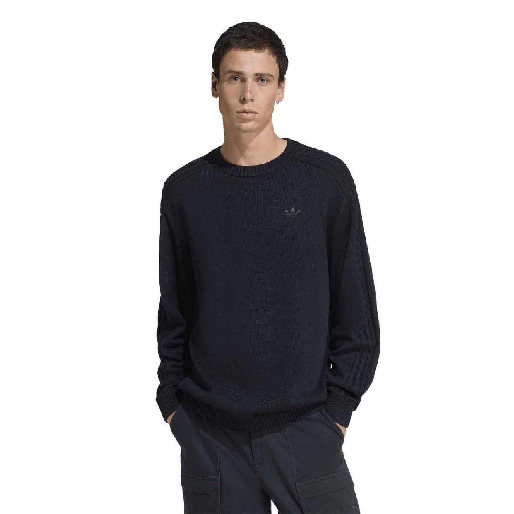 Black - Lifestyle - Adidas Mens Originals Crew Neck Relaxed Fit Raglan Sweatshirt