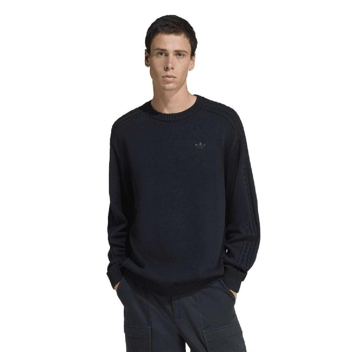 Black - Lifestyle - Adidas Mens Originals Crew Neck Relaxed Fit Raglan Sweatshirt