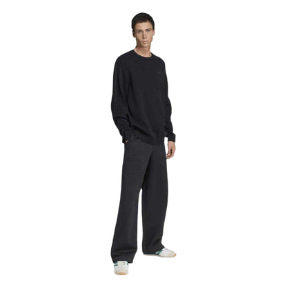 Black - Pack Shot - Adidas Mens Originals Crew Neck Relaxed Fit Raglan Sweatshirt