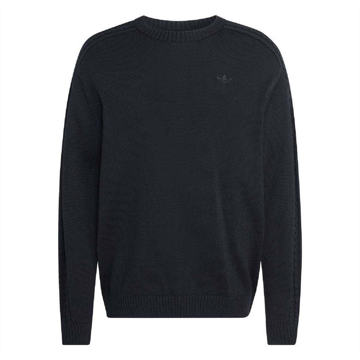 Black - Front - Adidas Mens Originals Crew Neck Relaxed Fit Raglan Sweatshirt