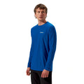 Blue - Close up - Berghaus Mens 24-7 Tech Crew Neck Long-Sleeved T-Shirt