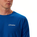 Blue - Side - Berghaus Mens 24-7 Tech Crew Neck Long-Sleeved T-Shirt