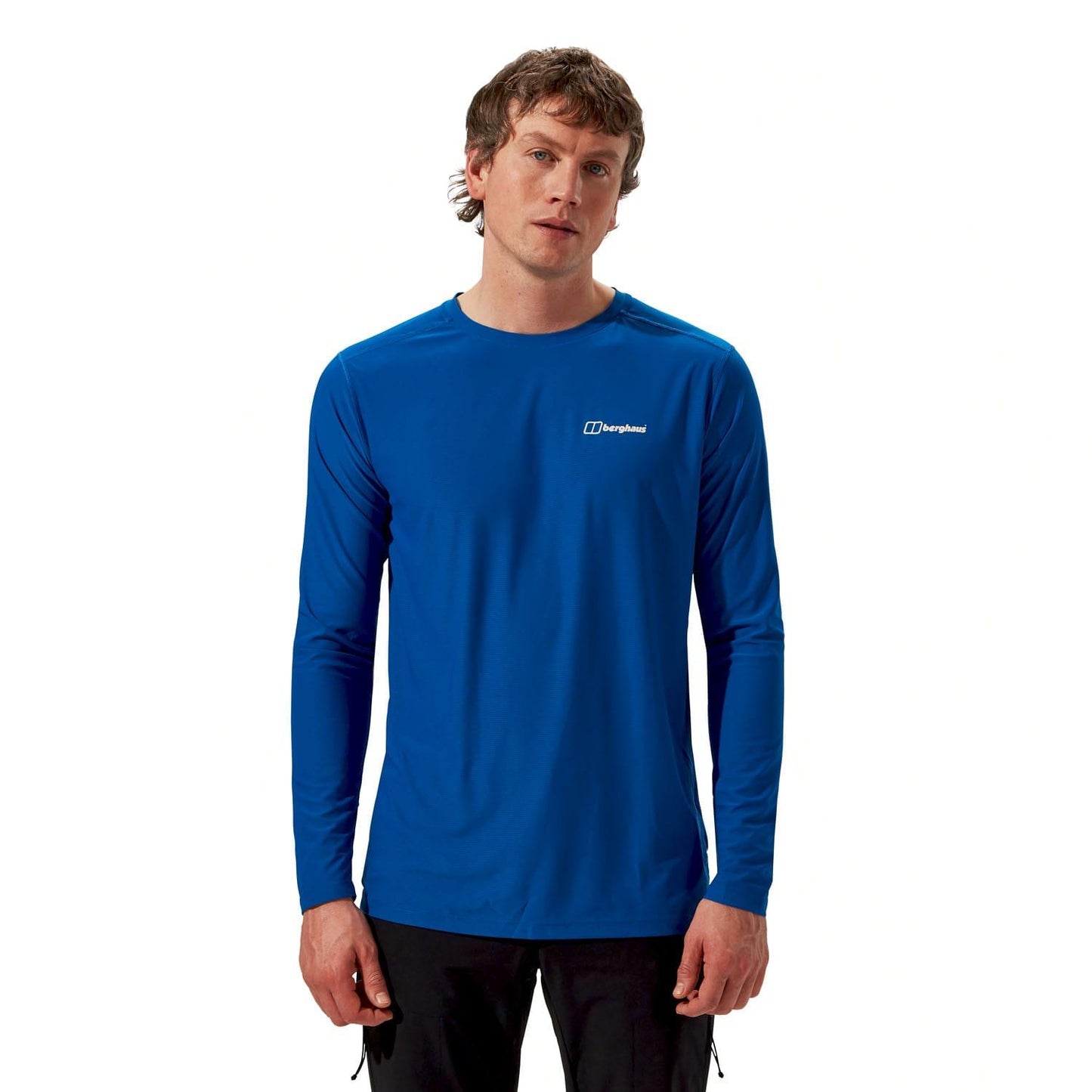 Blue - Pack Shot - Berghaus Mens 24-7 Tech Crew Neck Long-Sleeved T-Shirt