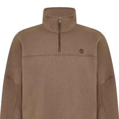 Chocolate Chip - Side - Timberland Mens Embroidered Logo Quarter Zip Sweatshirt