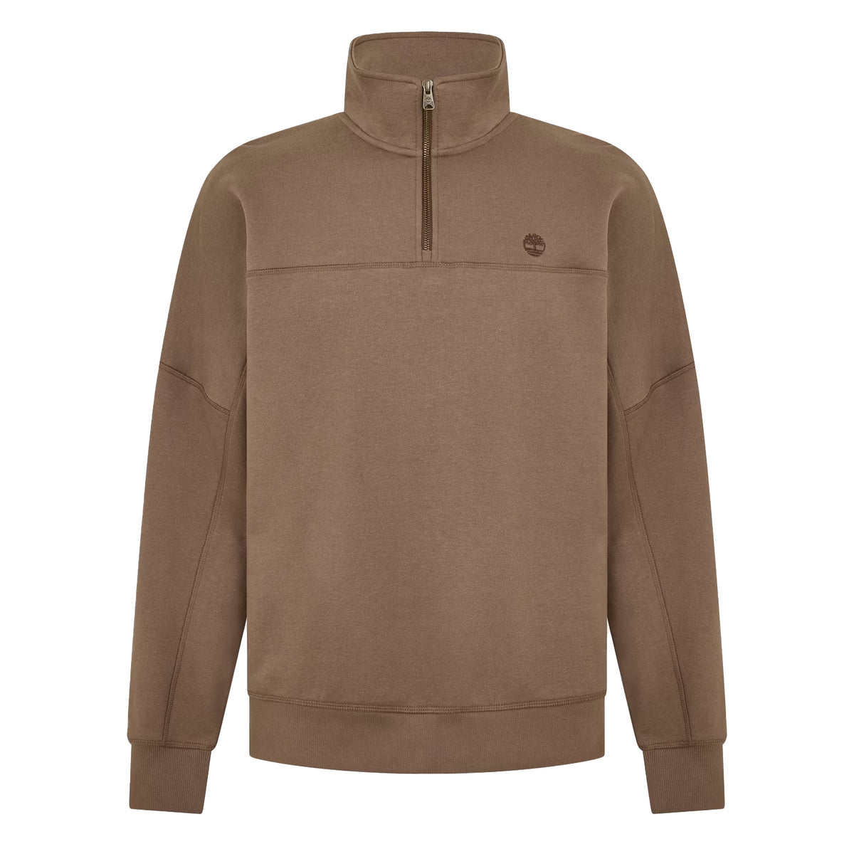 Chocolate Chip - Front - Timberland Mens Embroidered Logo Quarter Zip Sweatshirt