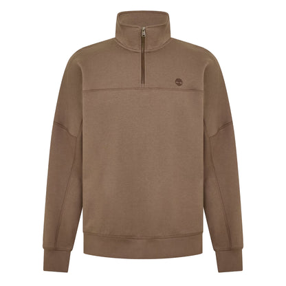 Chocolate Chip - Front - Timberland Mens Embroidered Logo Quarter Zip Sweatshirt