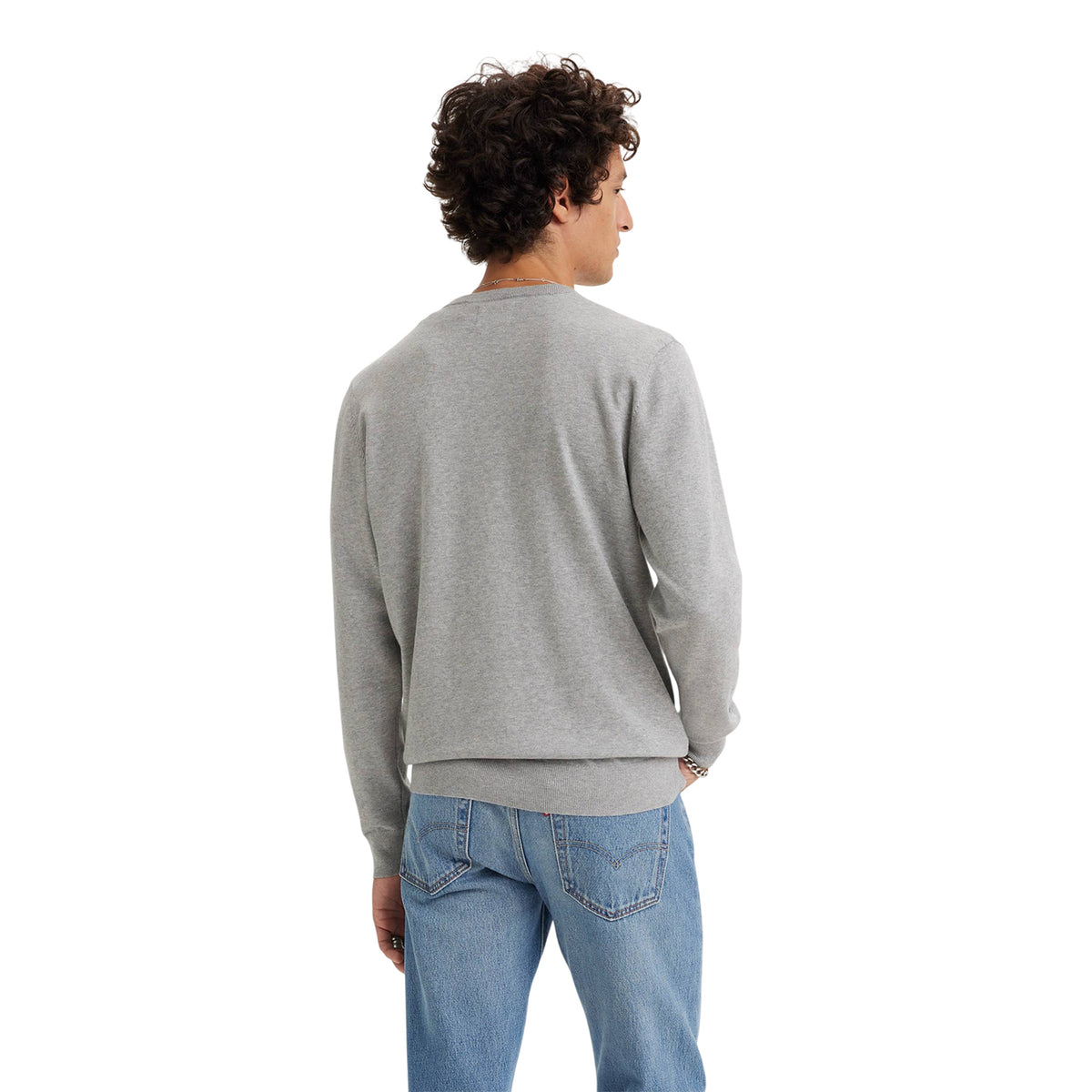 Grey Heather - Back - Levis Mens Embroidered Logo Crew Neck Sweater Top