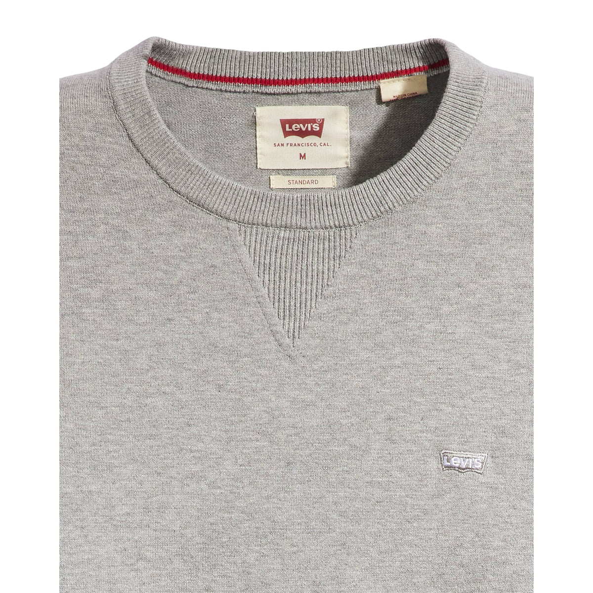 Grey Heather - Side - Levis Mens Embroidered Logo Crew Neck Sweater Top