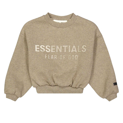 Brown - Front - Fear Of God Essentials Childrens-Kids Crew Neck Relaxed Fit Sweatshirt