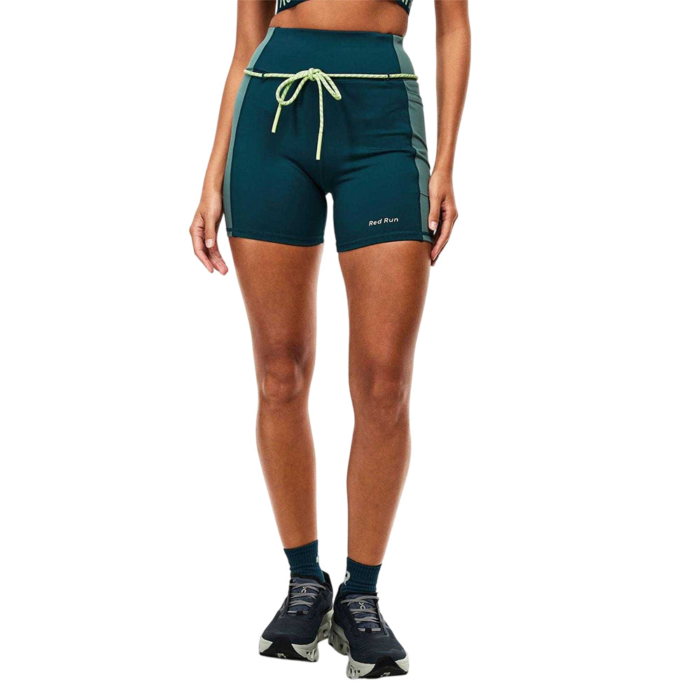 Dark Green - Side - Red Run Womens-Ladies Skyline Cycling Shorts