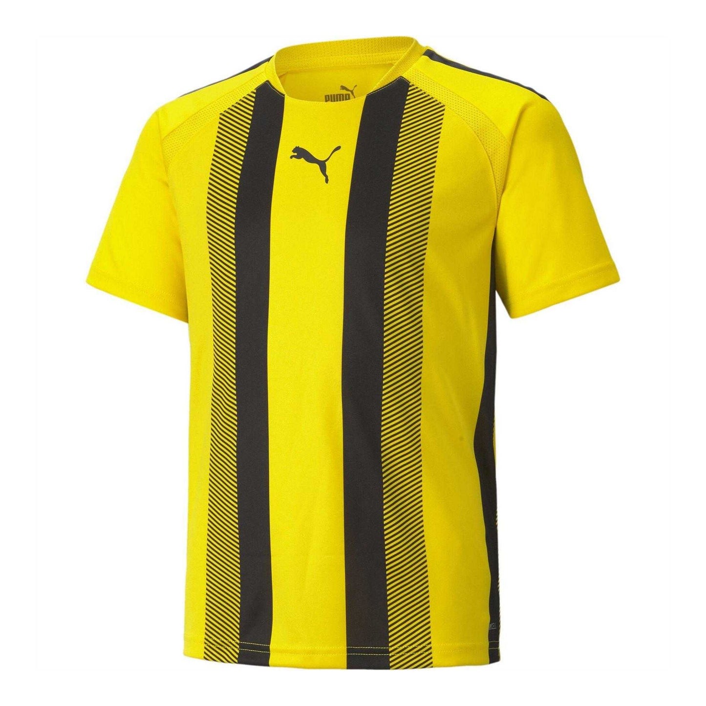 Cyber Yellow-Black - Front - Puma Childrens-Kids Team Liga Striped Stripes Athletic T-Shirt