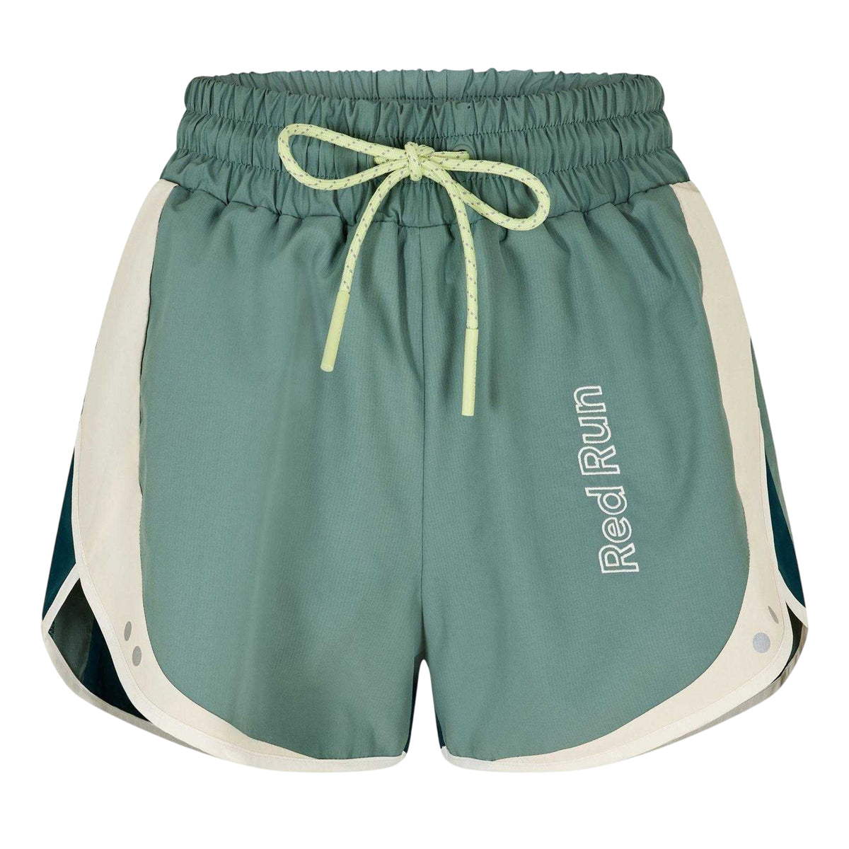 Green - Front - Red Run Womens-Ladies Skyline Colour Block Running Shorts