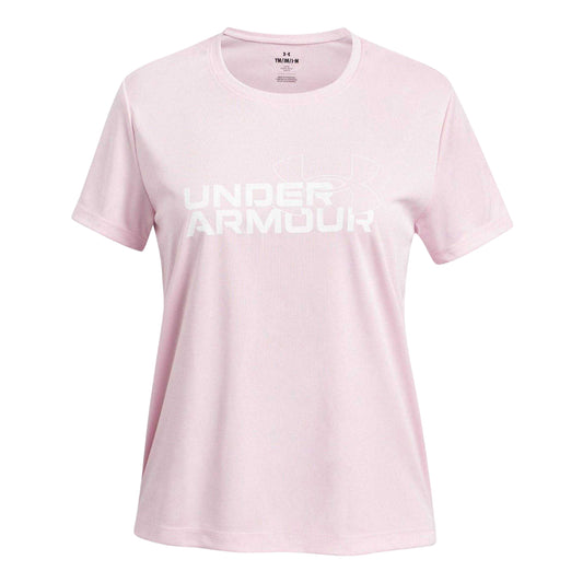 Pink - Front - Under Armour Girls Tech Wordmark T-Shirt