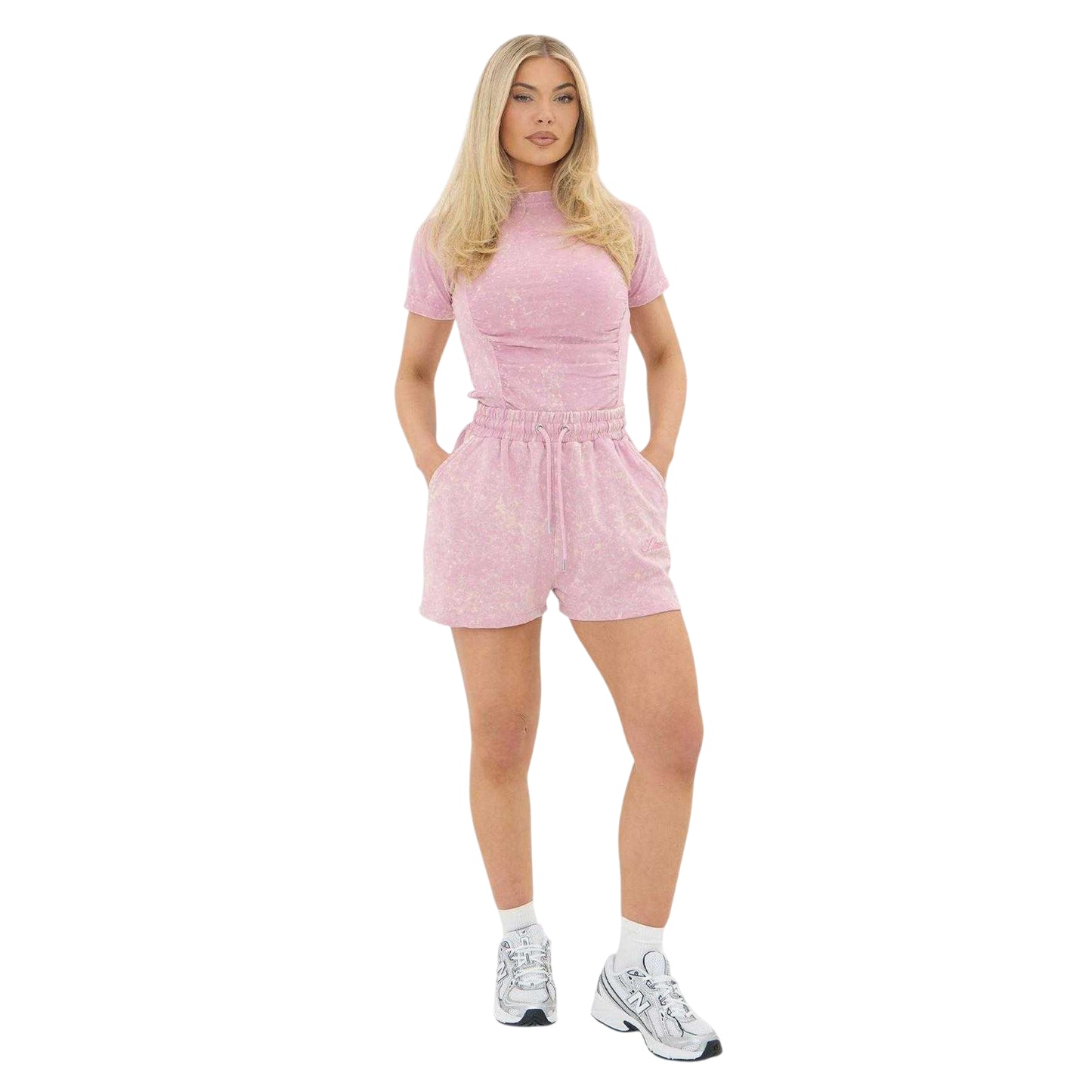 Dusty Pink - Side - I Saw It First Womens-Ladies Cotton Blend Relaxed Fit Shorts