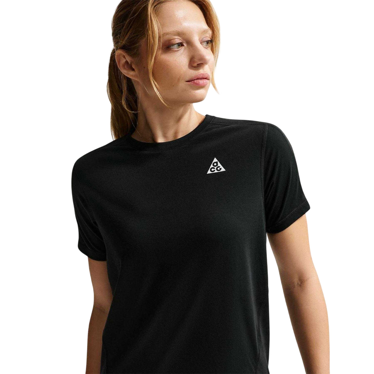 Black-White - Side - Nike Womens-Ladies Short-Sleeved Running T-Shirt