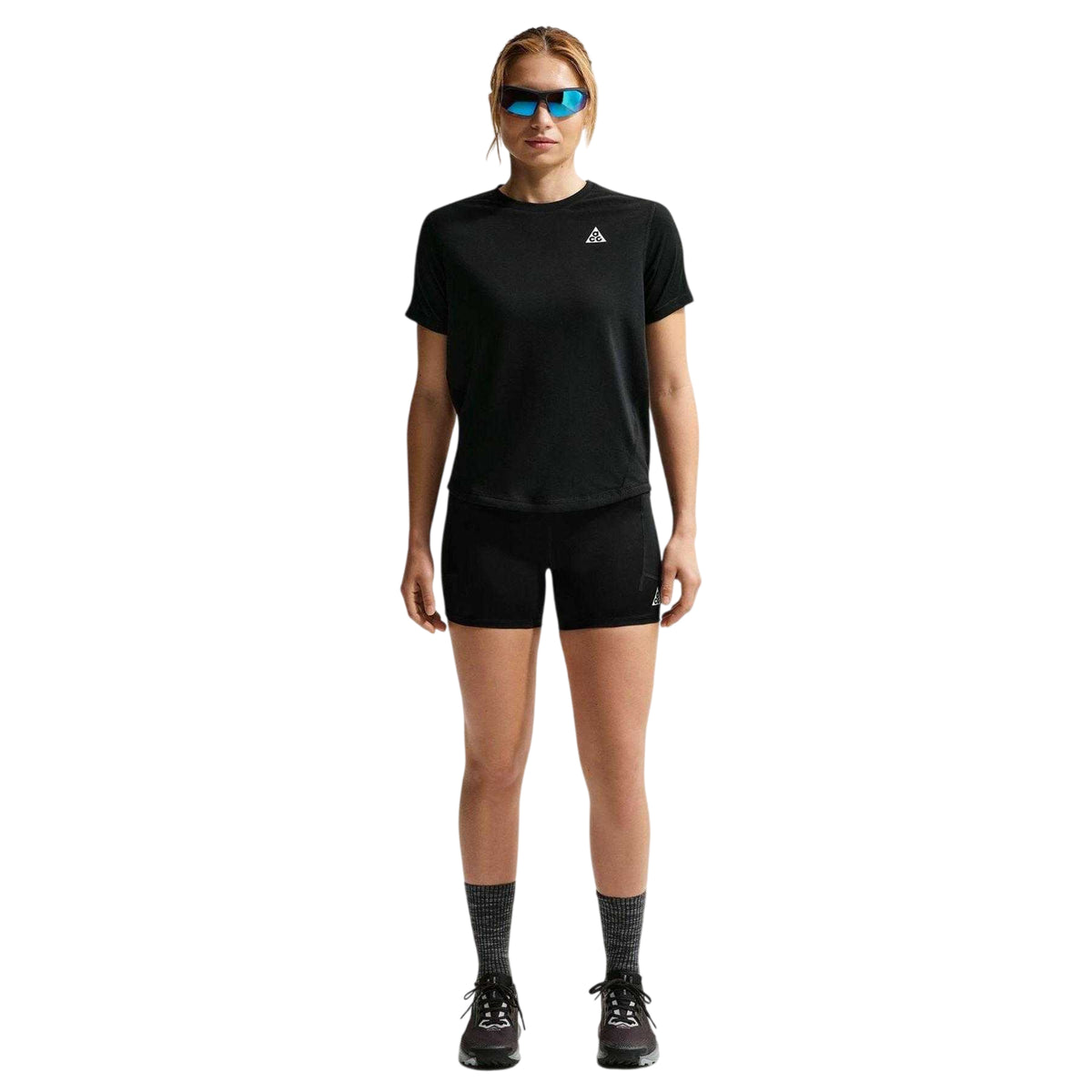 Black-White - Front - Nike Womens-Ladies Short-Sleeved Running T-Shirt