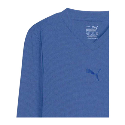 Blue - Side - Puma Childrens-Kids TeamGoal Logo T-Shirt