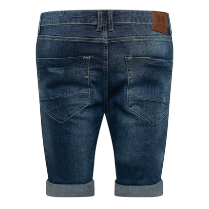 Mid Wash - Back - Crosshatch Mens Riptrey Denim Ripped Shorts