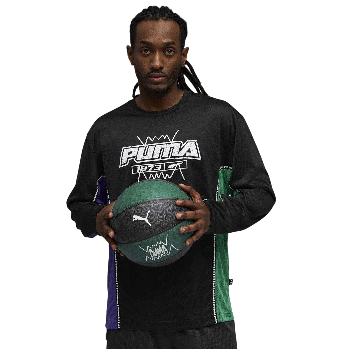 Black - Side - Puma Mens Hoopaverse Shooting Performance Long-Sleeved Top