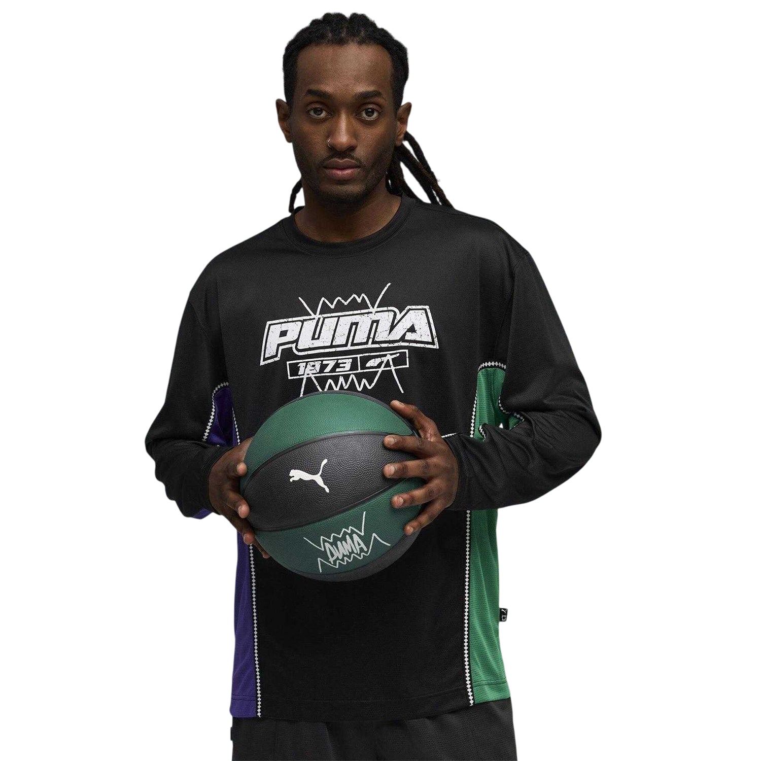 Black - Side - Puma Mens Hoopaverse Shooting Performance Long-Sleeved Top