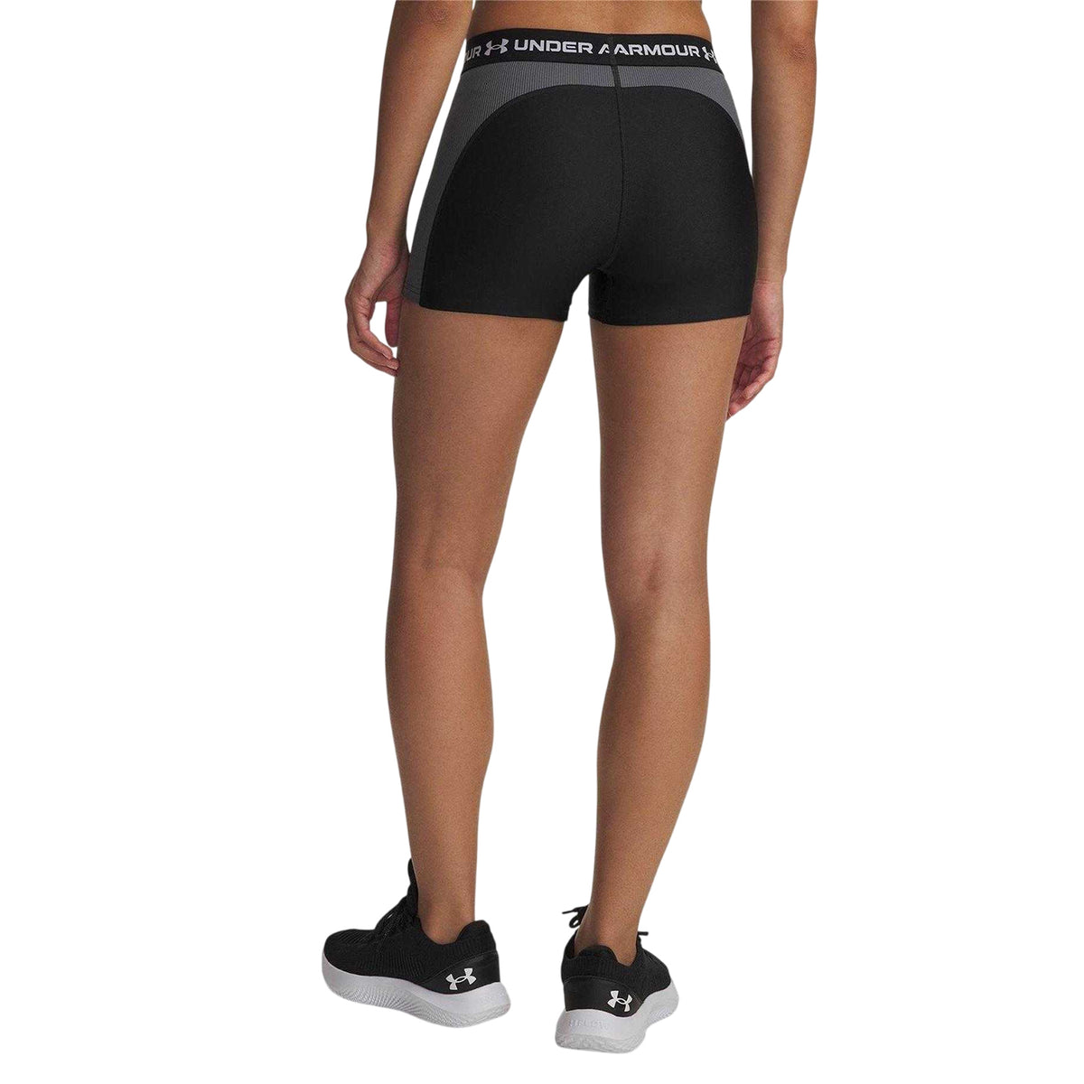 Black - Back - Under Armour Womens-Ladies Ribbed Compression Shorts