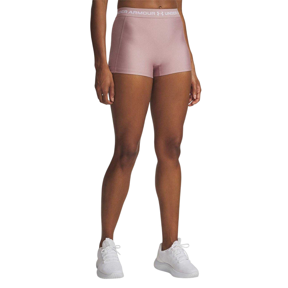Pink - Front - Under Armour Womens-Ladies Ribbed Compression Shorts