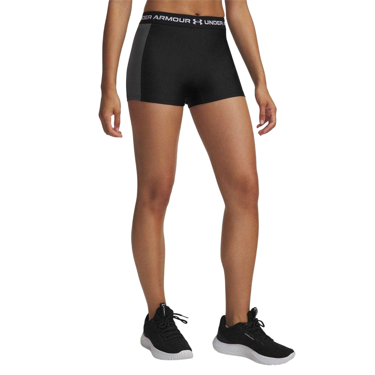 Black - Front - Under Armour Womens-Ladies Ribbed Compression Shorts