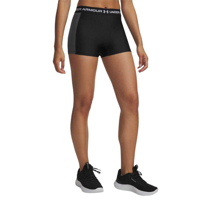 Black - Front - Under Armour Womens-Ladies Ribbed Compression Shorts