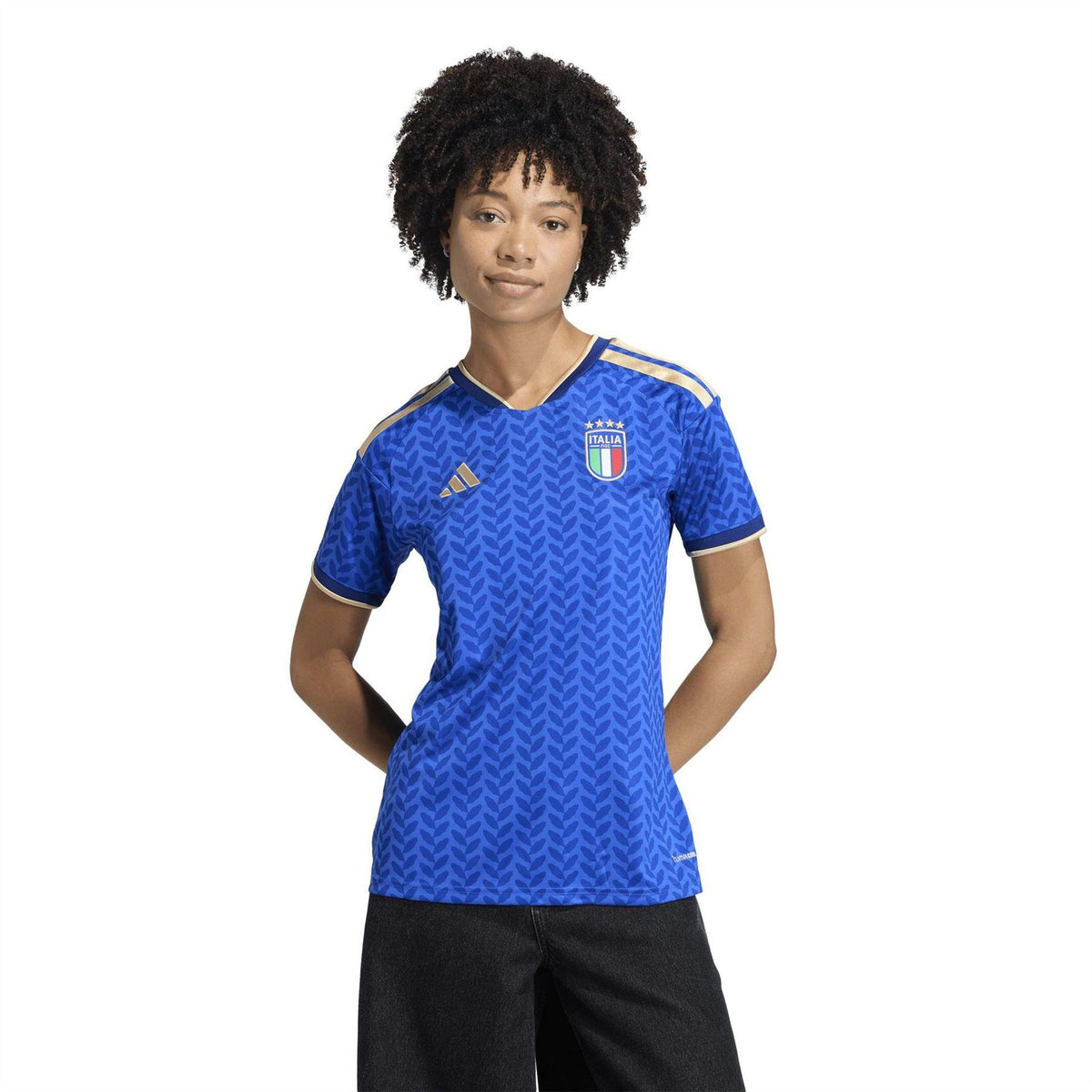 Blue-White - Side - Adidas Womens-Ladies World Cup Italy Football Shirt