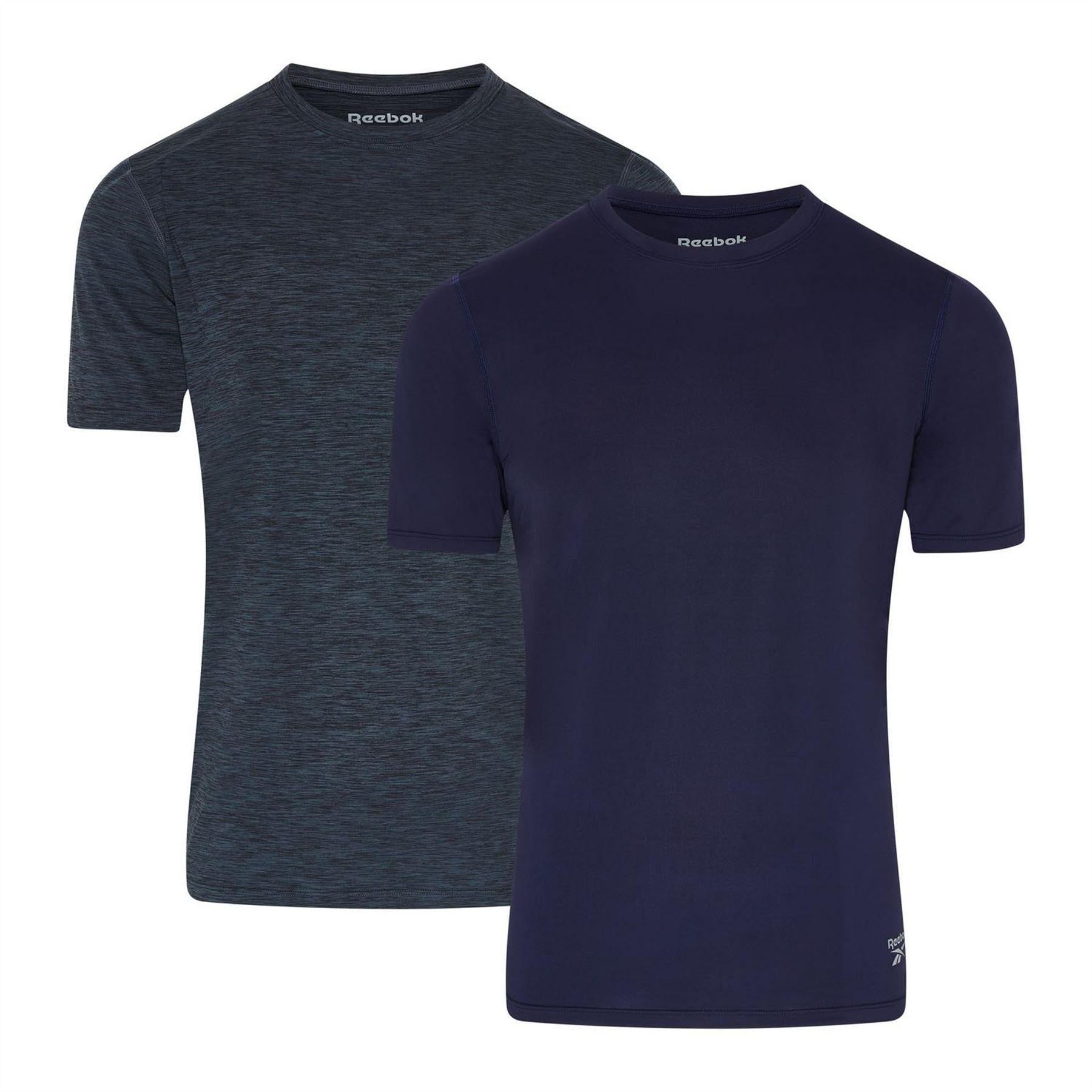 Charcoal-Navy - Front - Reebok Mens Short-Sleeved T-Shirt (Pack of 2)