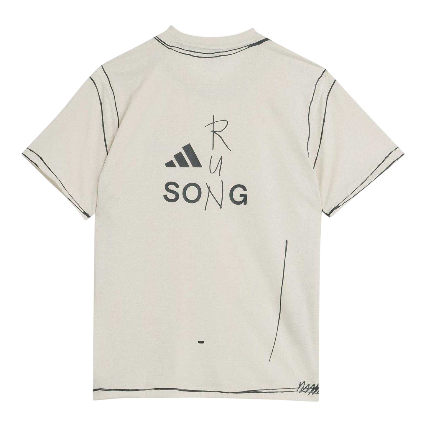 Ivory - Back - Adidas Mens Doodle Logo Loose Fit T-Shirt