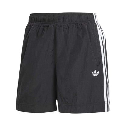 Black - Front - Adidas Womens-Ladies Adicolor Woven 3 Stripes Lightweight Loose Fit Shorts