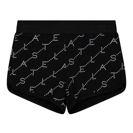 Black - Front - Stella McCartney Childrens-Kids Fleece All Over Logo Shorts