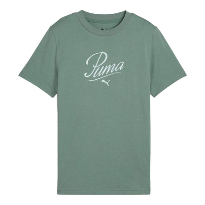 Green - Front - Puma Childrens-Kids Essential Script T-Shirt