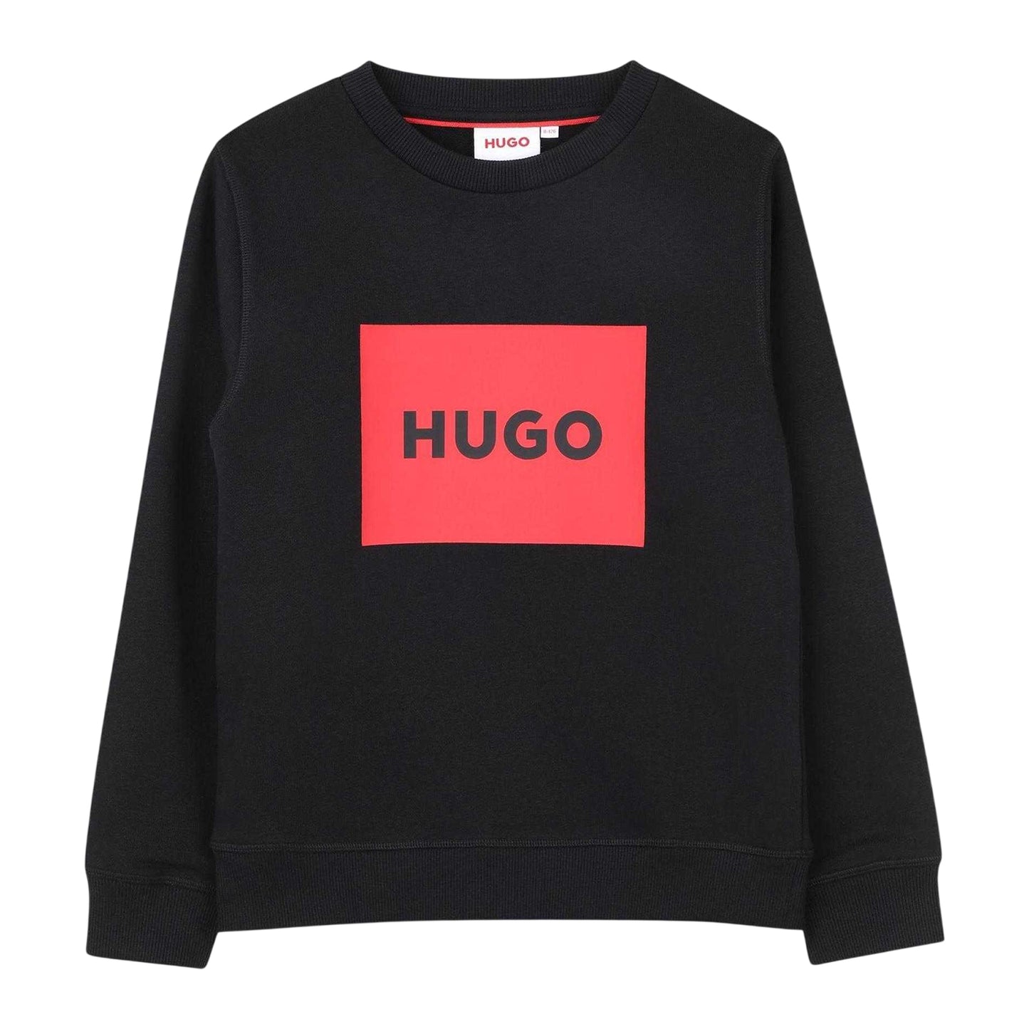 Black - Front - Hugo Childrens-Kids Box Logo Crew Neck Sweatshirt
