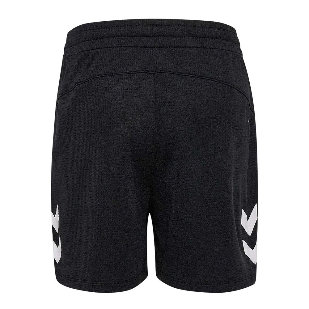 Black - Back - Hummel Childrens-Kids Lead Double Stripe Regular Training Shorts