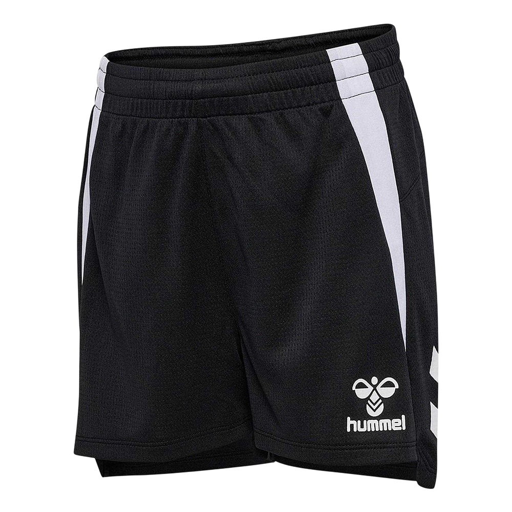 Black - Side - Hummel Childrens-Kids Lead Double Stripe Regular Training Shorts