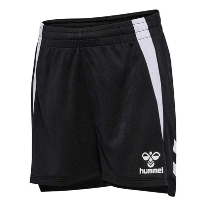 Black - Side - Hummel Childrens-Kids Lead Double Stripe Regular Training Shorts