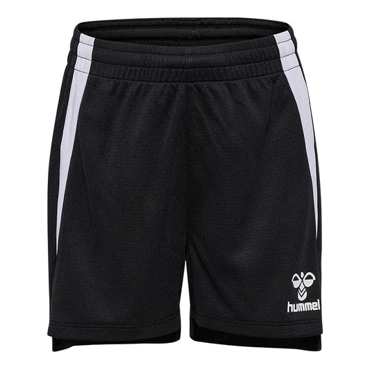 Black - Front - Hummel Childrens-Kids Lead Double Stripe Regular Training Shorts