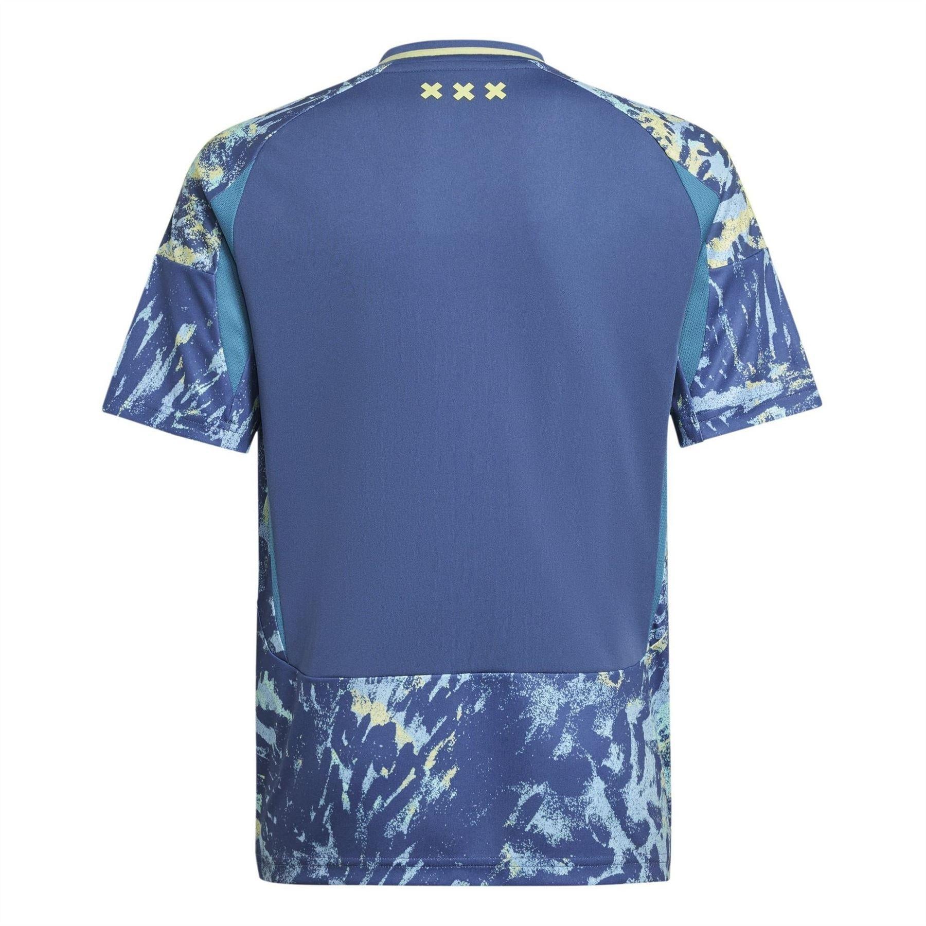 Blue - Back - Adidas Childrens-Kids Ajax Away Shirt